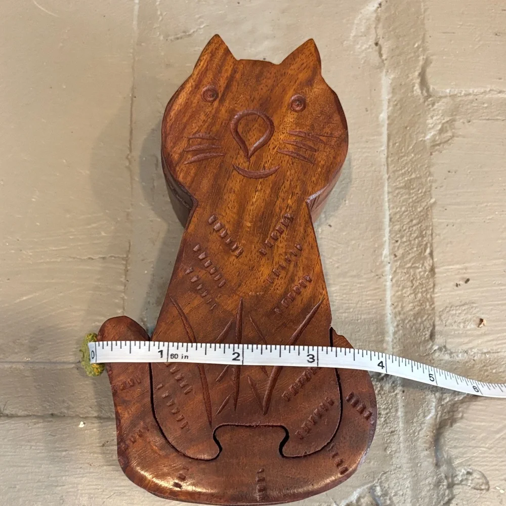 Handcrafted‎ Wooden Cat Puzzle Box/Trinket Box - Picture 8 of 9
